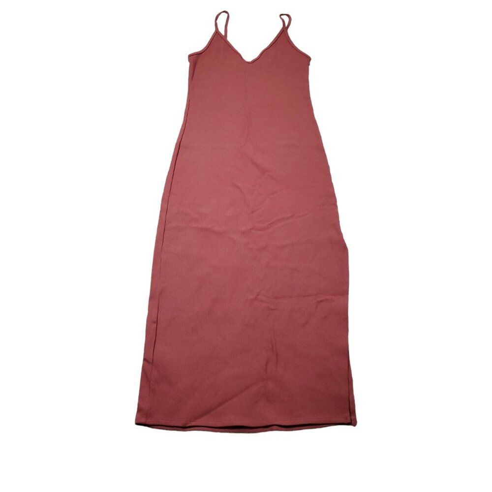 Abercrombie Soft A&F Collection Ribbed Seamless Side Slit Midi Dress Red Size XS